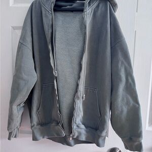 Brandy Melville Sage Green Oversized Zip Up Hoodie